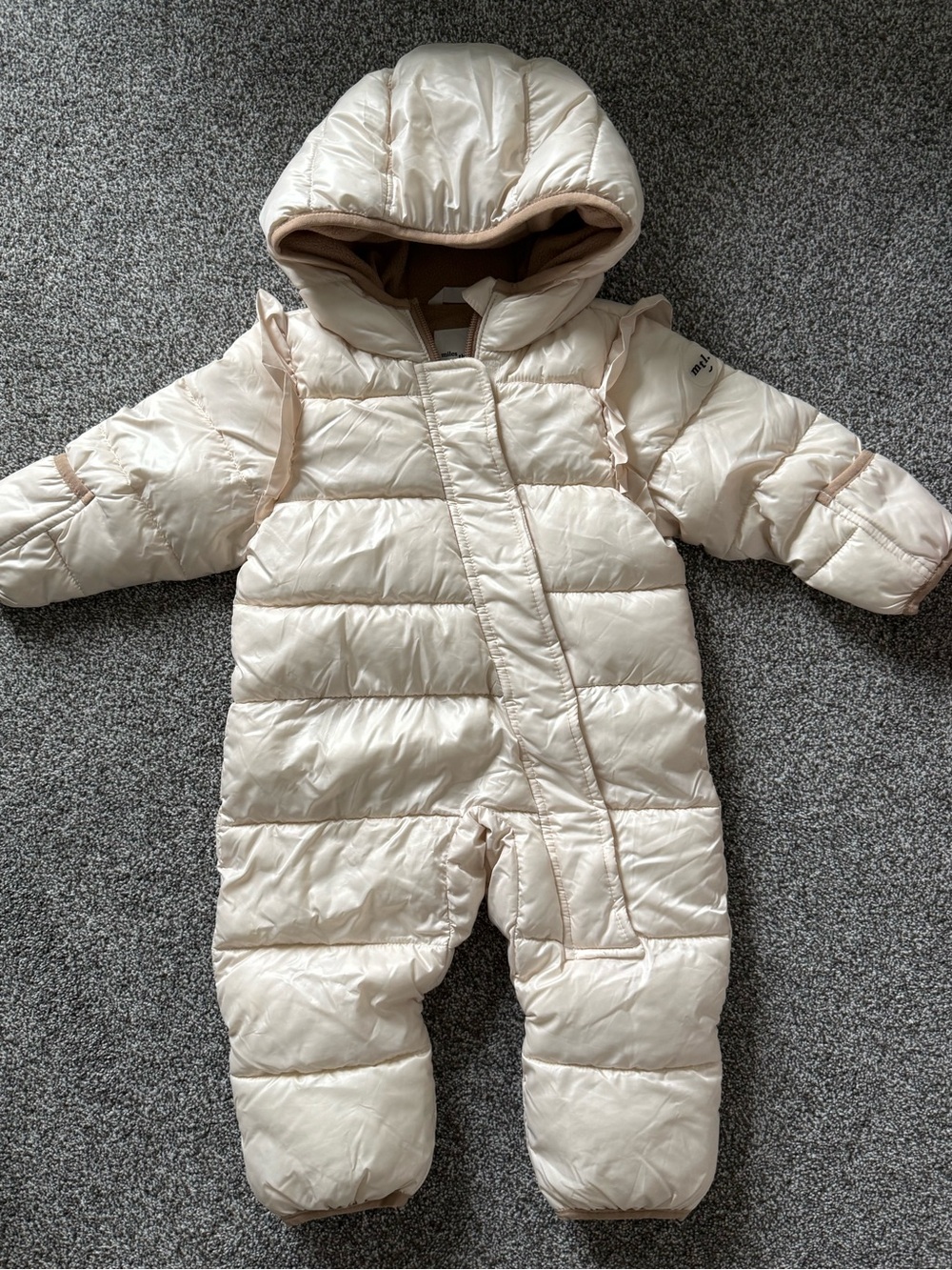 Worn once Baby Cream Puffer One Piece Snowsuit